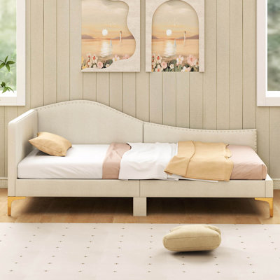 Upholstered Daybed Rivettufted Platform Bed With Metal Legs