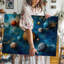 Toile dans un tableau cosmique envoûtant, un tableau vibrant de planètes, art mural sur fond bleu et doré-510835389