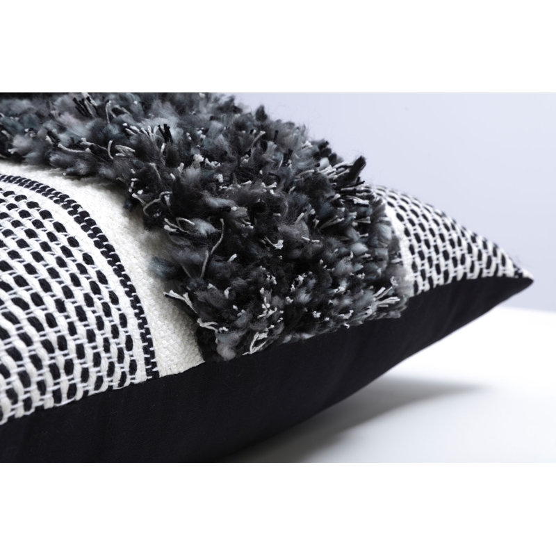 Housse et insert de coussin en coton Chieftan, Gris / noir