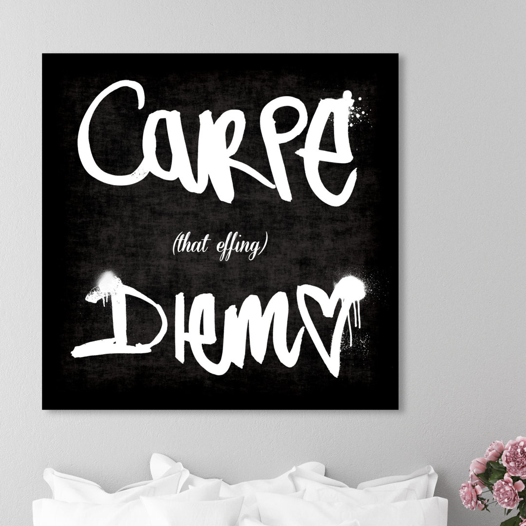 'Carpe That Effing Diem' Typography on Wrapped Canvas