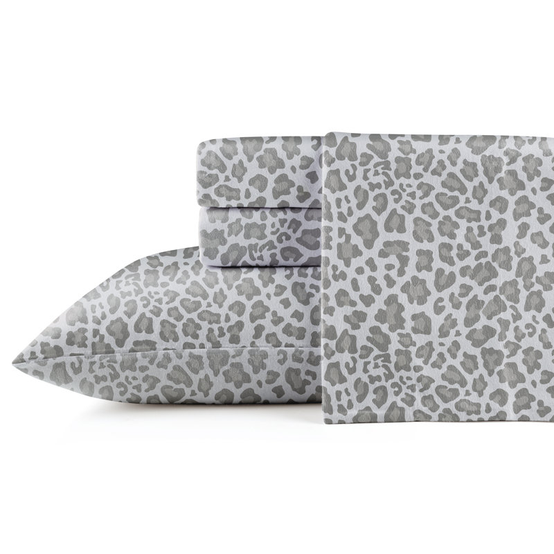 Ensemble de draps en flanelle de luxe 180 g / m² Pointehaven , Léopard, Très grand lit