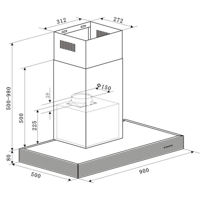 Barenboim 90cm Convertible Wall Mount Cooker Hood