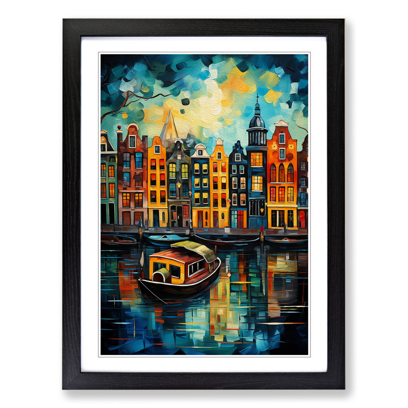 XYZ-FRM-V1223-1787 Amsterdam Abstract No.2 - Single Picture Frame Print on Wood, Black, 34cm H x 25cm W x 2cm D