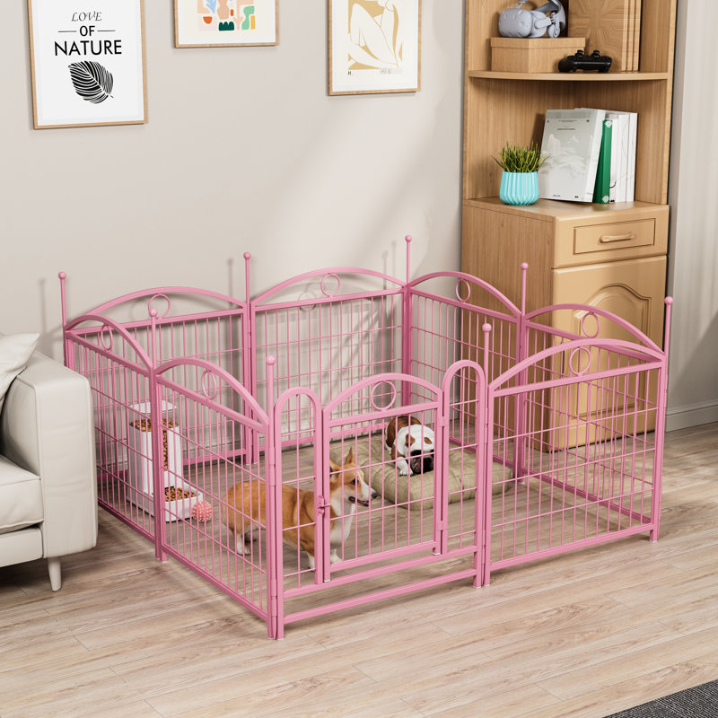 8 enclos pour chien 24 pouces, métal robuste, clôture d'intérieur et d'extérieur pour animaux de compagnie, antirouille et stable, variété de formes de bricolage pour les chiens, parc en métal, panneaux, rouille - animaux de compagnie