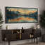 «Abstract Landscape», orange, vert, paisible, lac, forêt, très grande œuvre d'art, photo murale encadrée-98042555-111375995
