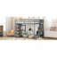 Lit mezzanine simple avec tiroirs et tiroirs de rangement, lit mezzanine en bois avec tablettes - gris-216776258