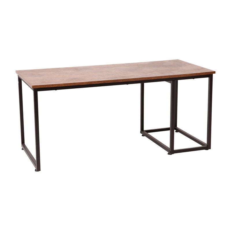 Walnut and Black Metal Rectangular Nesting Coffee Table Set with Storage