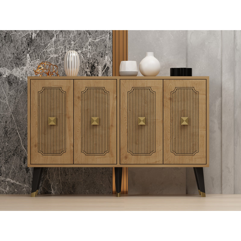 Odessa 80cm Sideboard, Sapphire Oak/Gold