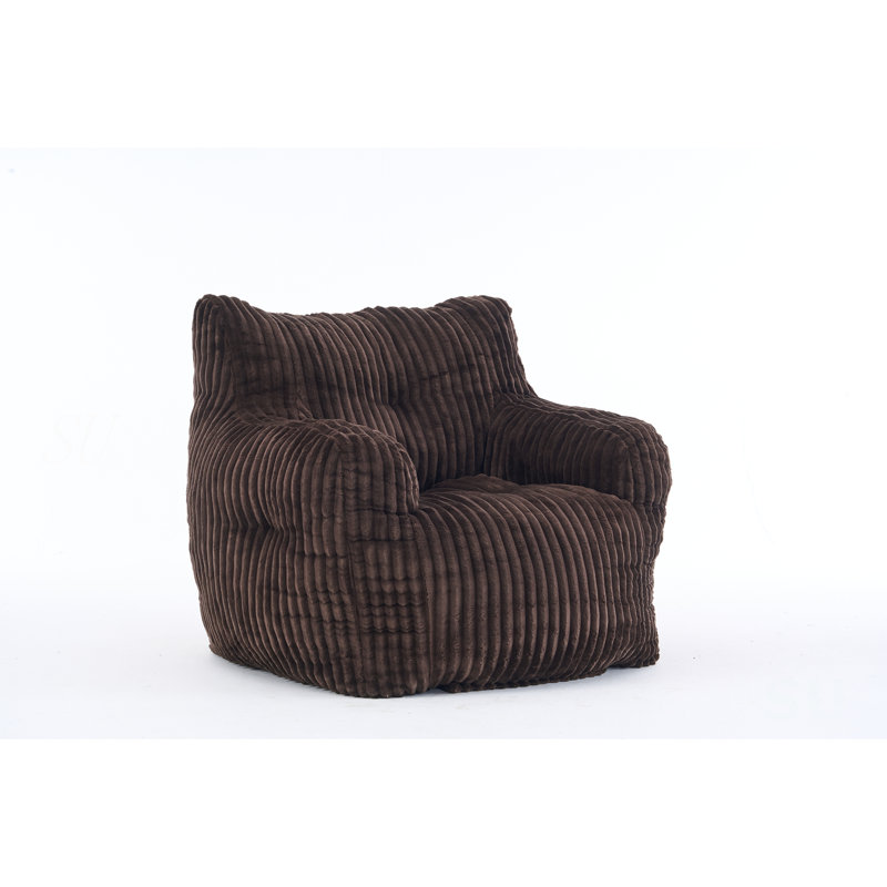 010-Soft Fluffy Corduroy Fabric Bean Bag Chair Filled With Memory Sponge, Brown