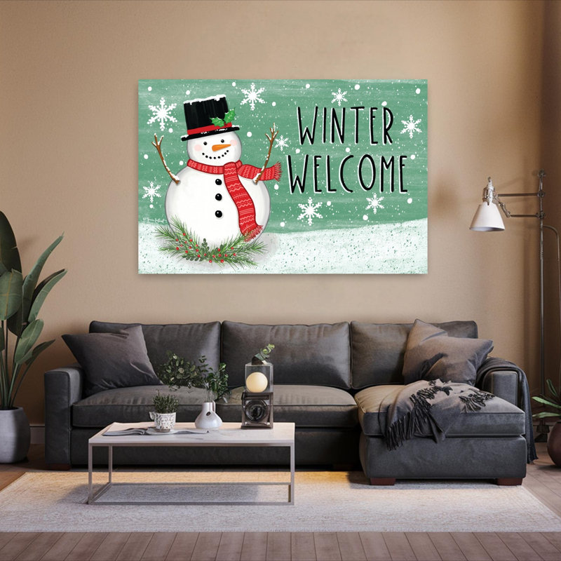 «Winter Welcome», art contemporain abstrait d'hiver, H 40 po x l 60 po