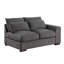 Canapé modulaire en lin avec 2 repose-pieds gris foncé