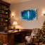 Décoration de Noël de Noël flocon de neige branches de pin nuit étoilée, ensemble de 3 impressions d'art sur toile-1418518991