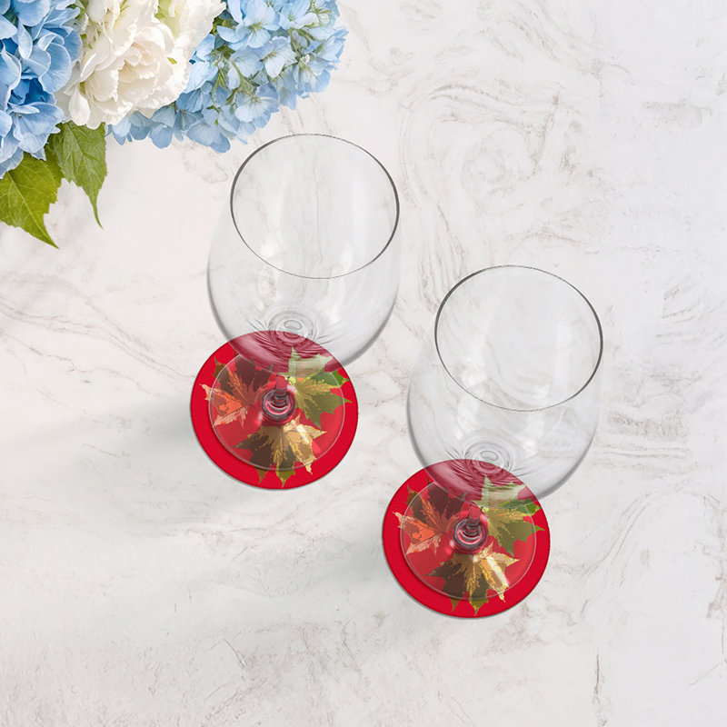 Sous-verres ronds en cuir Vegan, Rouge