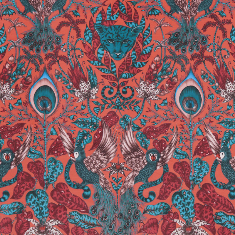 Animalia Amazon Velvet - Red Fabric