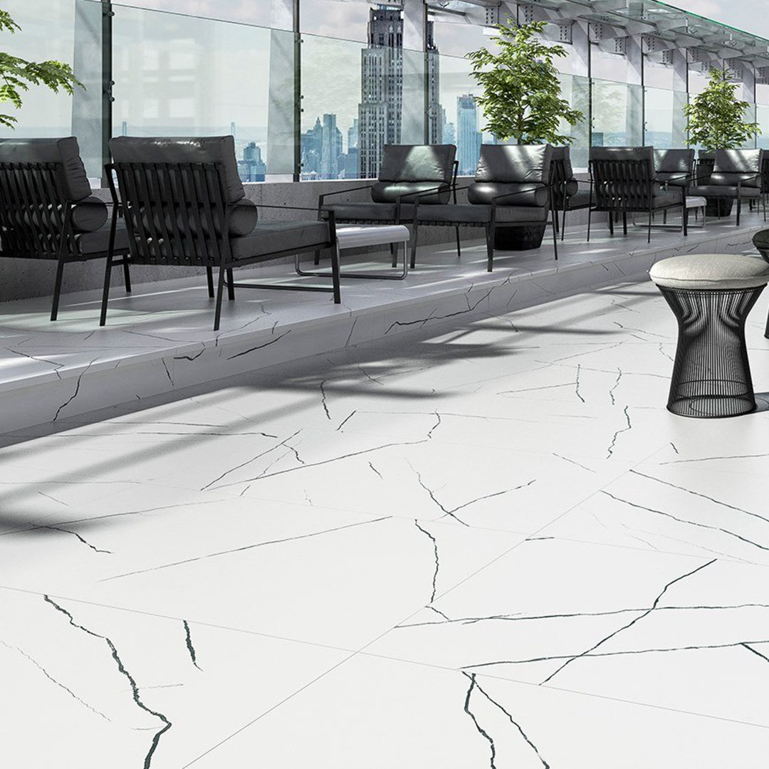 24" x 48" Porcelain Markina Marble Look Outdoor Tile Qube Tiles