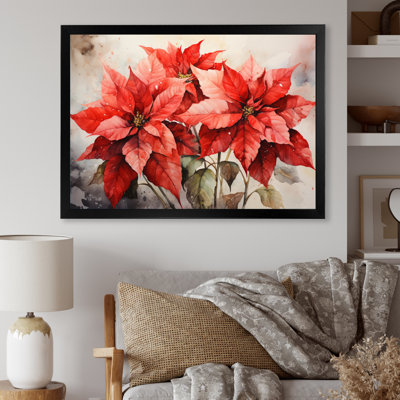 Fleur de poinsettia rétro sur toile