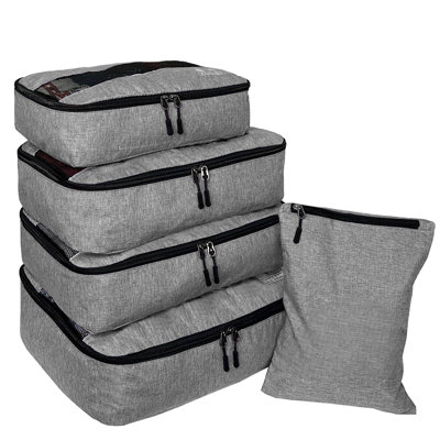 5 Set Packing Cubes For Travel Large Suitcase Luggage Organizer Bags Travel Accessories Vacation 4 Cubes 1 Laundry Pouch Bag