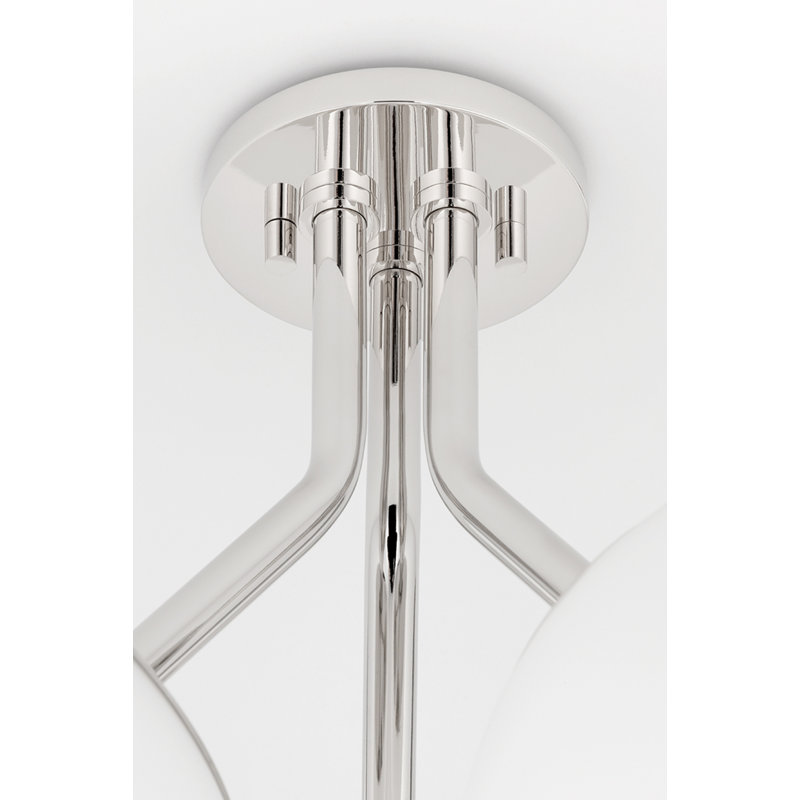 Alex Glass Semi Flush Mount, Polished Nickel