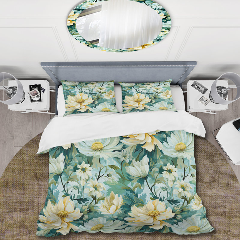 Literie impressionniste à motif botanique, Housse de couette pour très grand lit et 2 très