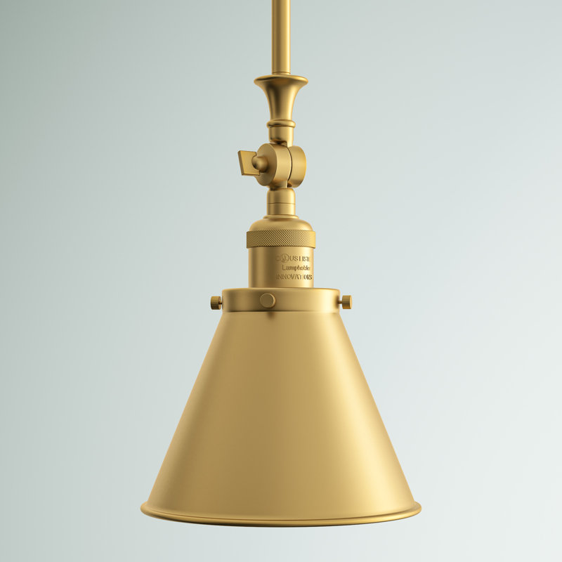 Luminaire suspendu conique à 1 lumière Donovan, Or satiné, Or satiné