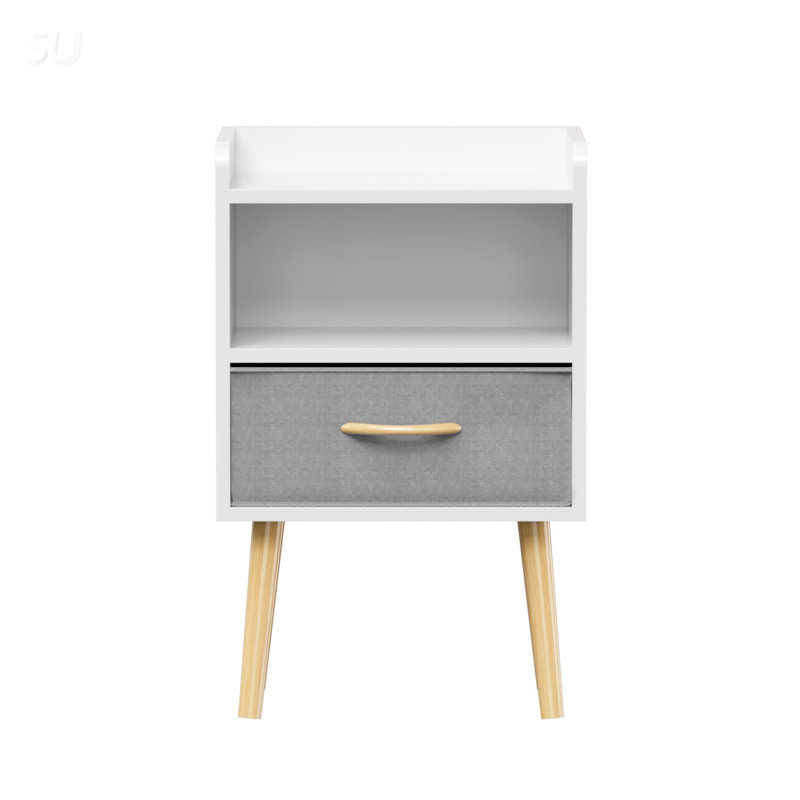 Élégante table de chevet avec tiroir pliable en tissu, table de bout avec rangement à 2 niveaux pour les chambres et les salons modernes