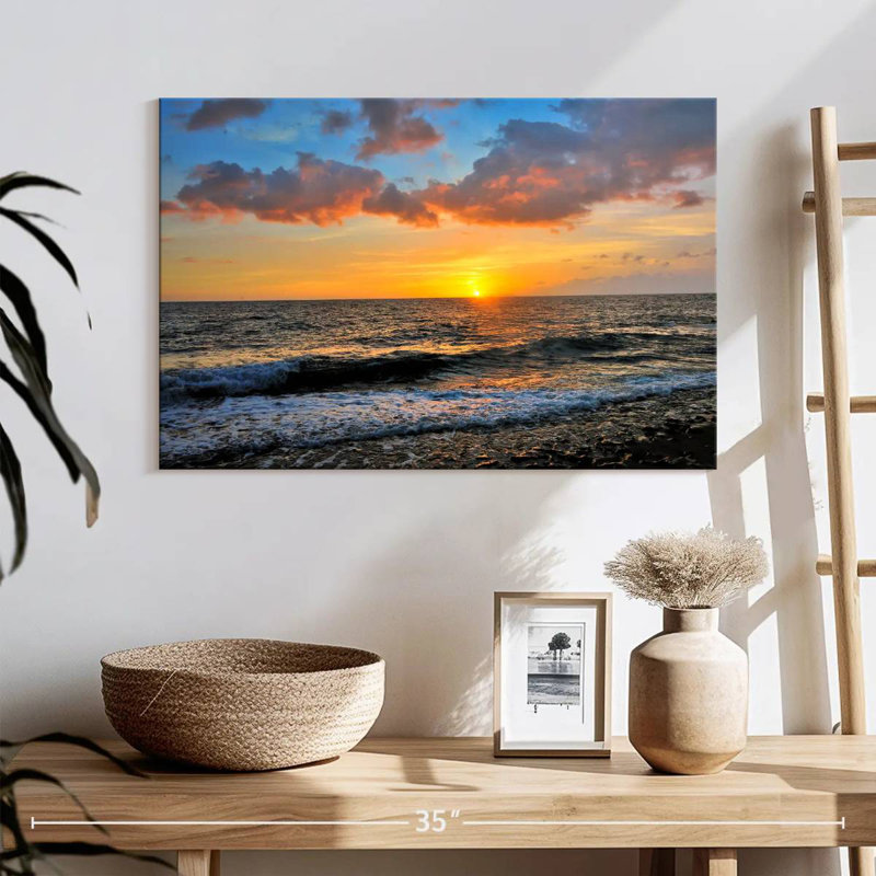 Gillard Tres Palmas Gillard coucher de soleil, H 16 po x l 24 po