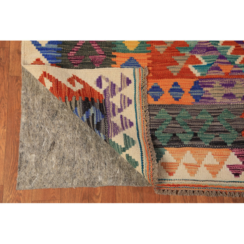 Tapis géométrique en laine réversible 8 x 11