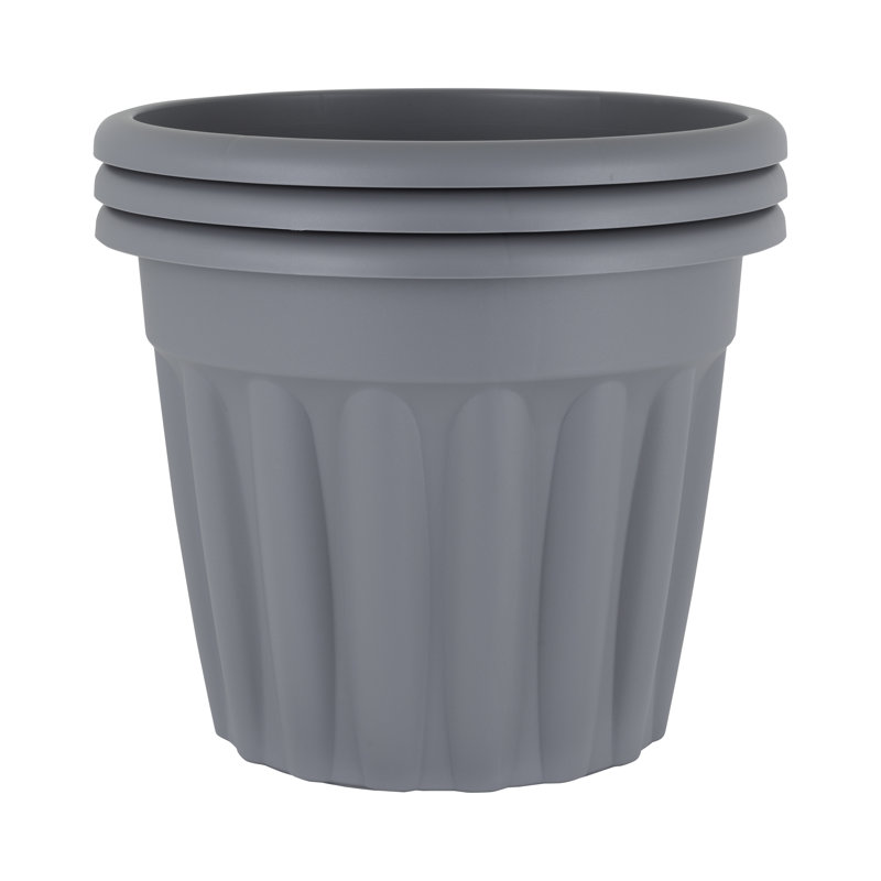 Wham Vista Round Planter Upcycle Grey, 40cm H x 50cm W x 50cm D