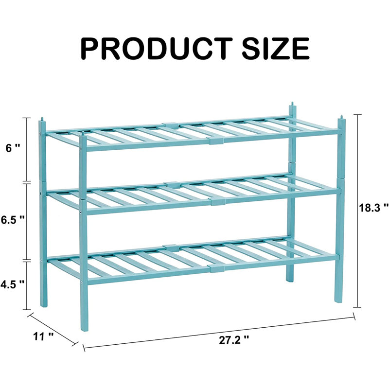 9 Pair Stackable Shoe Rack, Green