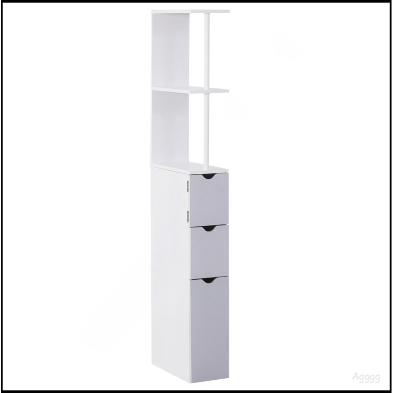 Armoire de rangement de salle de bain haute HOMcom de 54 po, tour à linge autoportante avec tablette à 2 niveaux et tiroirs, organisateur de plancher étroit, blanc