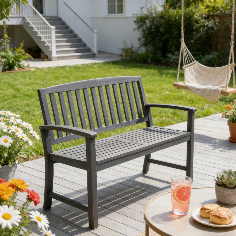 Patio Bench, Dark Gray