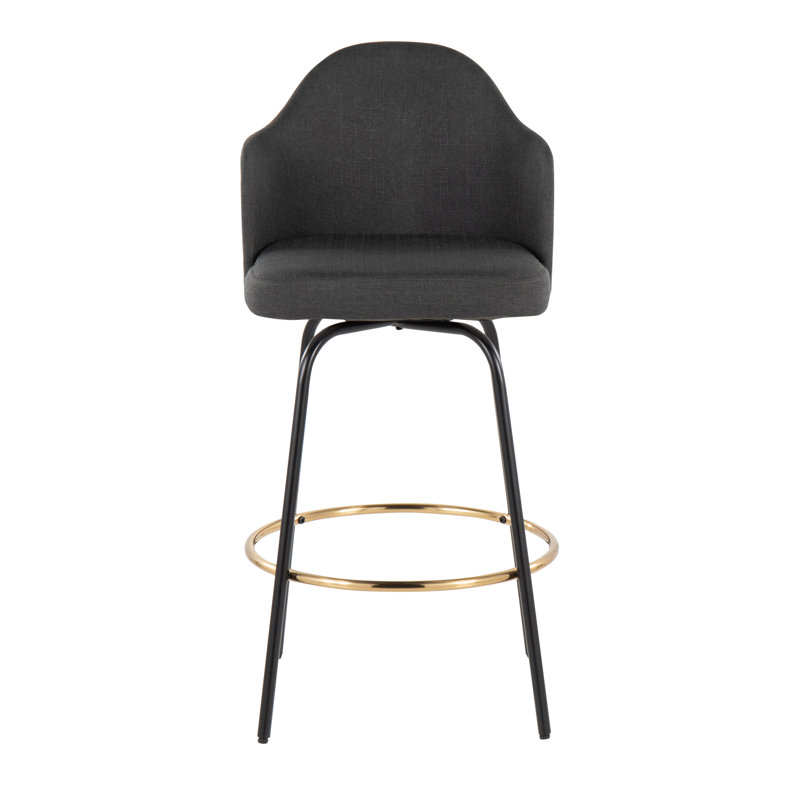 Tabouret de bar pivotant 29 po Lakyia, Gris anthracite