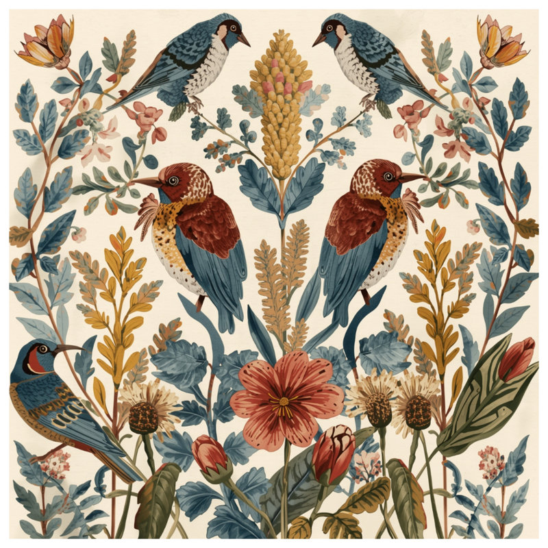 Oiseaux et fleurs sauvages, rideaux occultant et occultant - 1 panneau, 50 po x 80 po - 1 panneau, Transparent