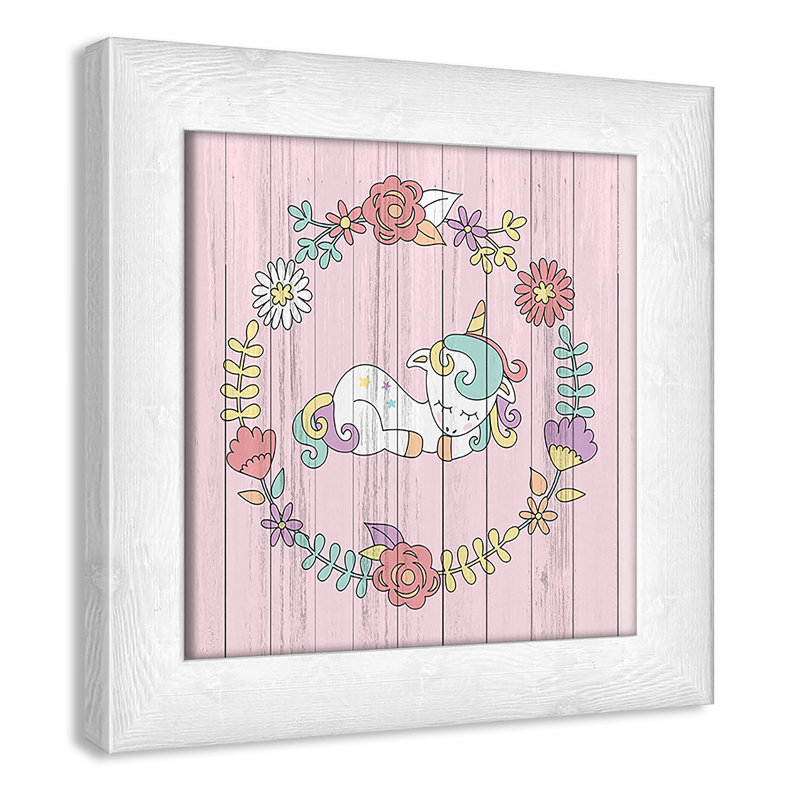 Décoration murale pour enfants, H 10 po x l 10 po x P 0,63 po, Encadré plat à grain de bois blanc