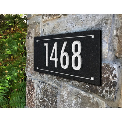 Black Granite Rectangle Futura Engraved 1-Line Address Sign