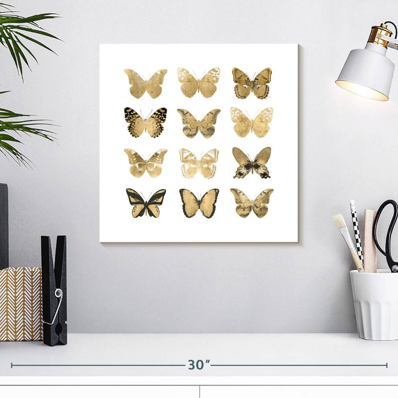 Brampt Butterfly Study In Gold II, 16" H x 16" W