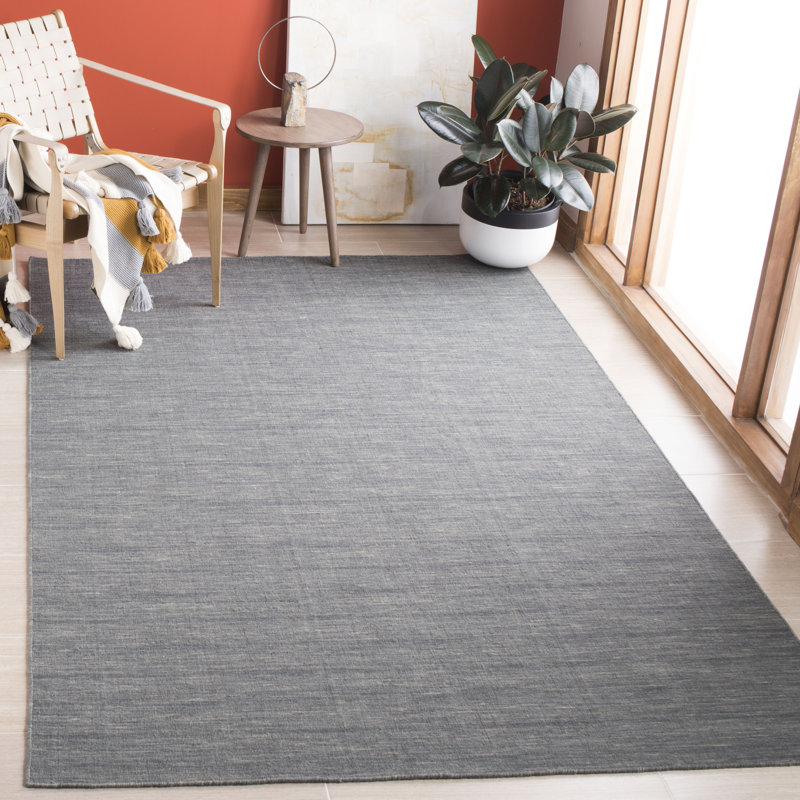 Kilim Hand Loomed Wool/Cotton Rug in Silver/Gray, Rectangle 8' x 10'