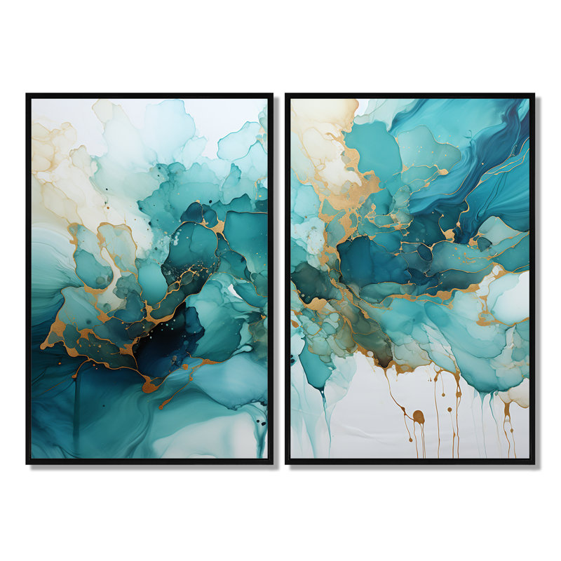 Claranell - Art mural moderne 2 pièces, Black, 36" H x 48" W, Impression encadrée flottante