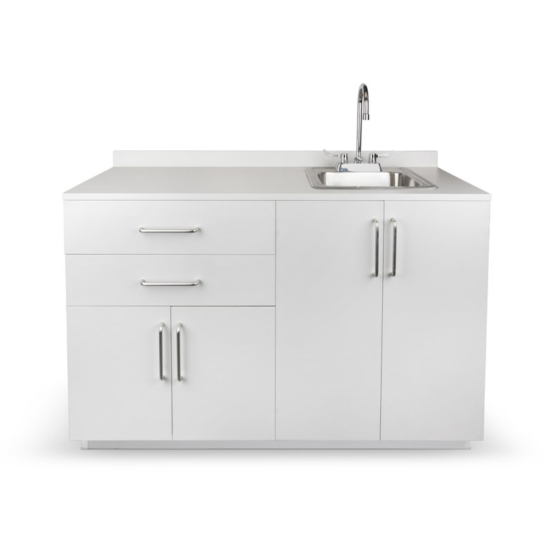 48 po Armoire de rangement pour salle d’examen avec évier droit et base à 2 tiroirs W