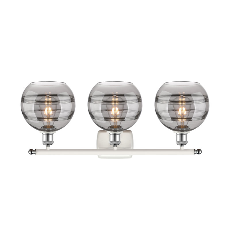 Éclairage pour meuble-lavabo 3 lumières Natick, Gris fumée clair, Chrome poli blanc