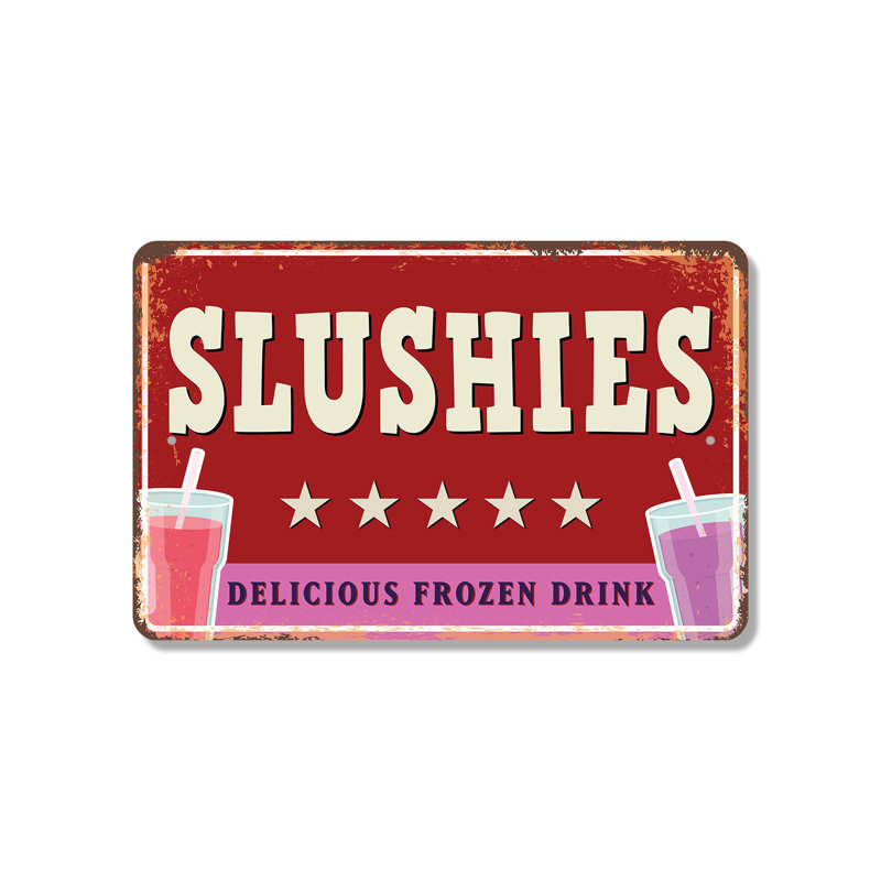 Enseigne en plastique 10 po x 14 po Slushies Street, H 10 po x l 14 po x P 0,1 po