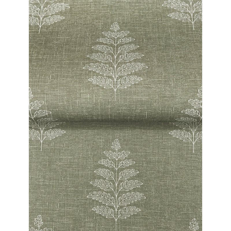 Papier peint à feuilles vert foncé Frond, Vert