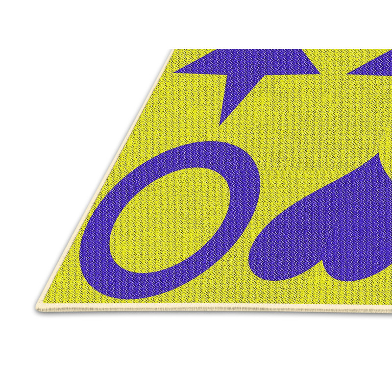 Tapis jaune/mauve à motifs Kempston, Rectangle 5 pi x 7 pi