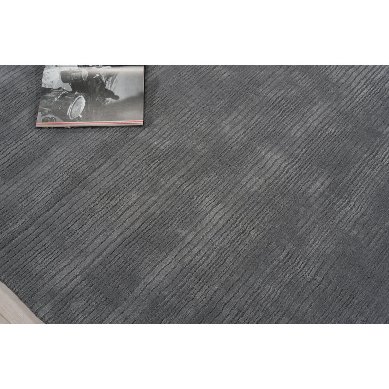 Cavallo Modern handloomed Nylon/Wool Silver Area Rug, Dark Gray, Rectangle 2' x 3'