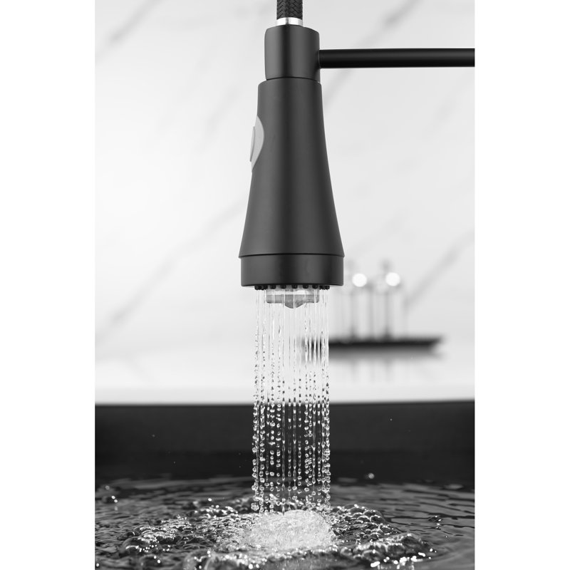 Black Led Kitchen Faucet With Pull-Down , Single Lever, 360 Rotation, Simple And Quick Cleaning Pull Down Tap, Handle, Black, Degree Efficient Process
