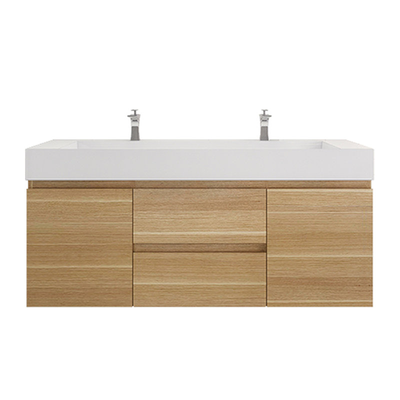 Babajide Bathroom Vanity with Acrylic Top, White Oak