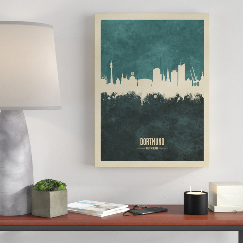 « dortmund germany horizon bleu-vert », impression sur toile tendue, H 19 po x l 14 po x P 2 po