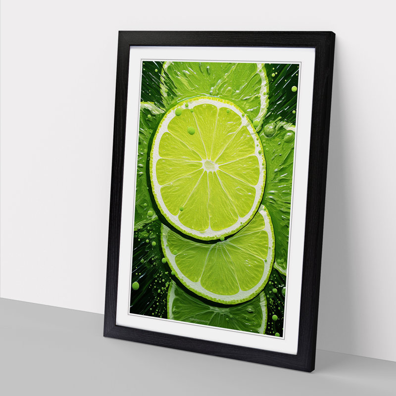 Sliced Lime No.2 Framed Print, Black Framed, 64cm H x 46cm W