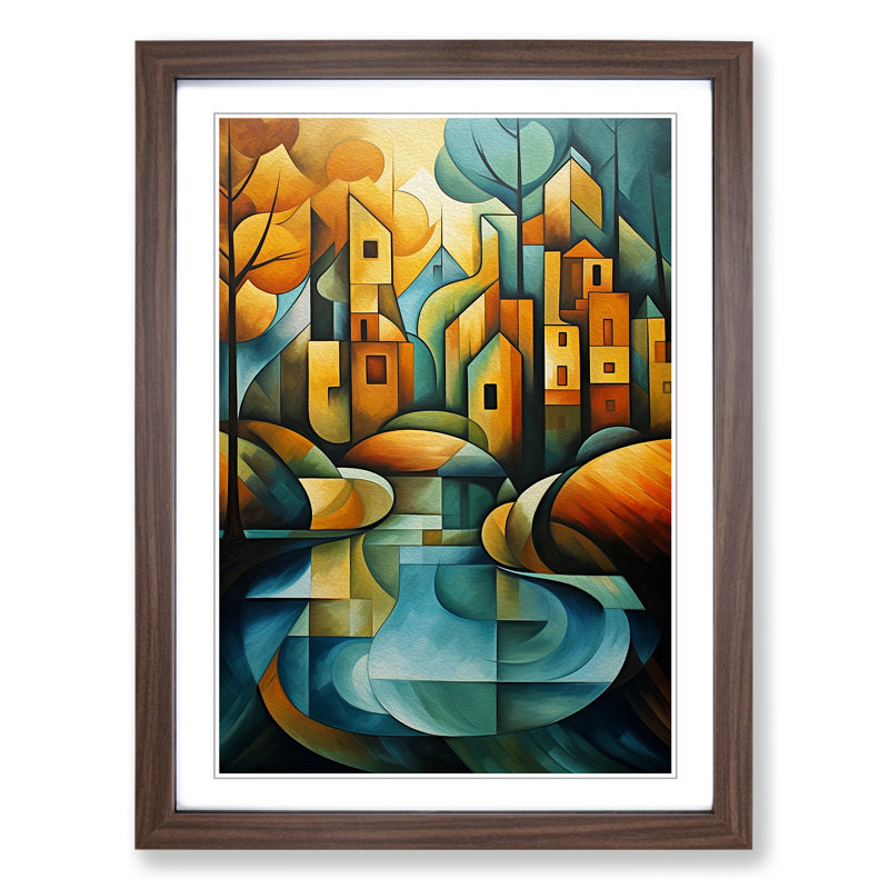 River Cubism - Framed Print, Walnut, 34cm H x 25cm W x 2cm D