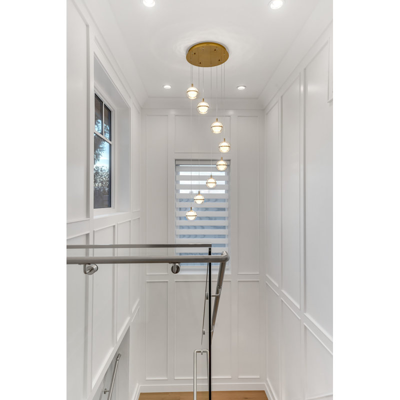 Eliset 8 - Light LED Cluster Pendant, Natural Aged Brass, Frosted/Gold